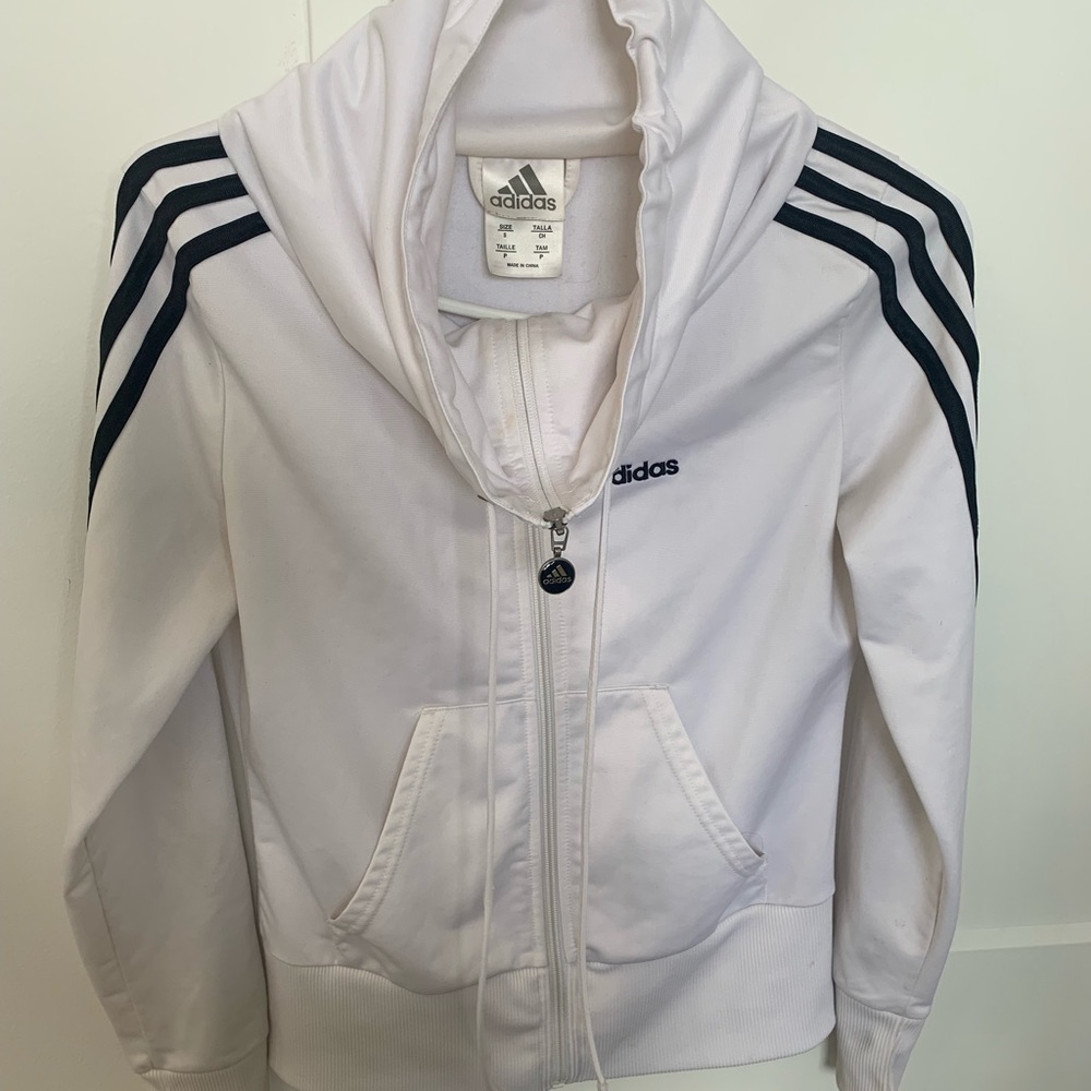 ADIDAS WHITE 3 STRIPE TRACK JACKET